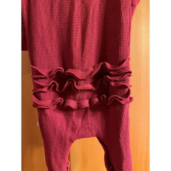 Posh Peanut Baby Waffle Knit Henley Jumpsuit + Matching Bow‎ Headband 3-6M - Picture 6 of 10